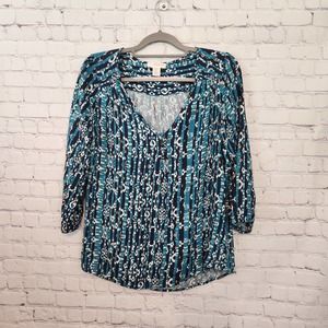 Kenar Blue and White Patterned Blouse